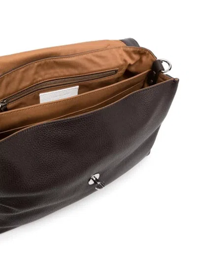 Zanellato Large Leather Tote Bag With Silver Hardware In Brown