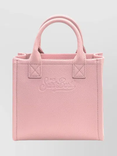 Mc2 Saint Barth Compact Rectangular Mini Vanity Bag With Gold-tone Accents In Pink