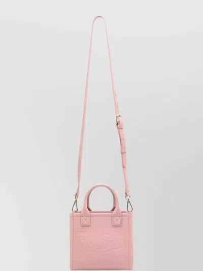 Mc2 Saint Barth Compact Rectangular Mini Vanity Bag With Gold-tone Accents In Pink