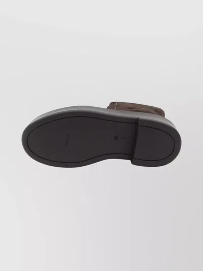 The Row Platform Sole Round Toe Ankle Boots In Brown