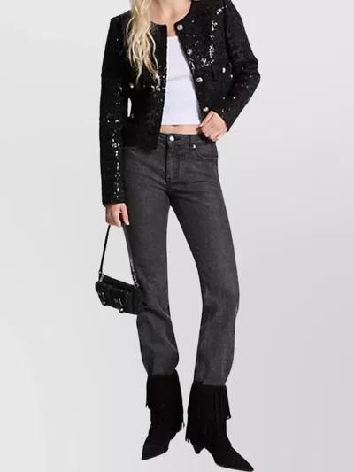 Michael Kors Short Tweed Jacket Sequin Detail In Black