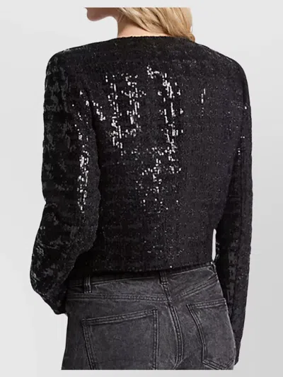 Michael Kors Short Tweed Jacket Sequin Detail In Black