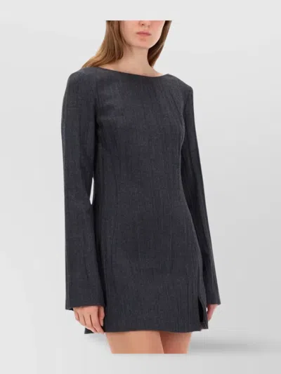 Our Legacy Fitted Ribbed Long Sleeve Square Neck Dress In Black