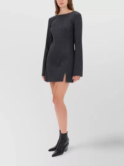 Our Legacy Fitted Ribbed Long Sleeve Square Neck Dress In Black