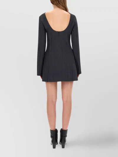 Our Legacy Fitted Ribbed Long Sleeve Square Neck Dress In Black