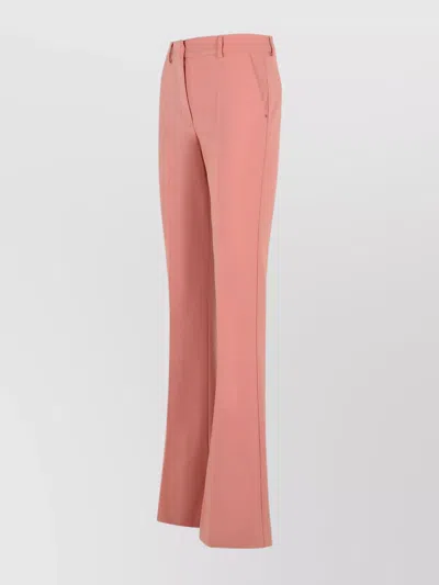 Sportmax Febe Flared Trousers In Stretch Wool Twill In Pink