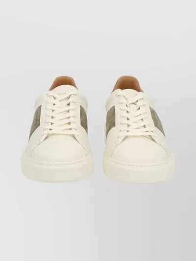 Woolrich Low-top Sneakers With Olive Suede Accents And Tan Leather Detailing In Multi