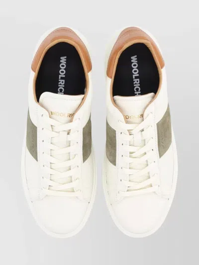 Woolrich Low-top Sneakers With Olive Suede Accents And Tan Leather Detailing In Multi