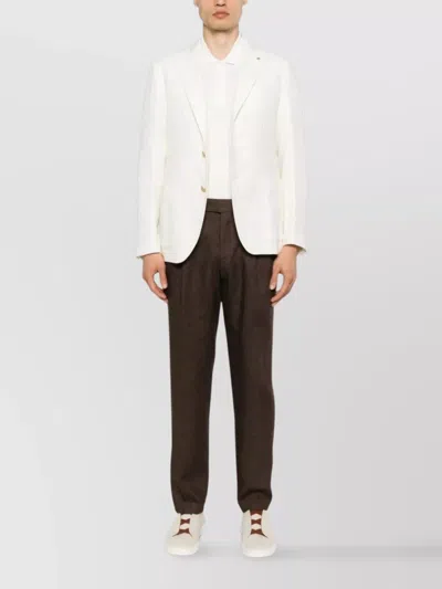 Tagliatore Herringbone-pattern Blazer In White