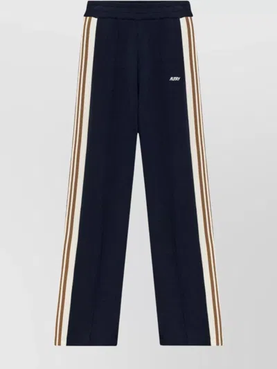 Autry Viscose Blend Trousers With Logo In Blue