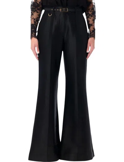 Zimmermann Pantalone A Zampa Hypnotic In Misto Lana Nera Donna In Black