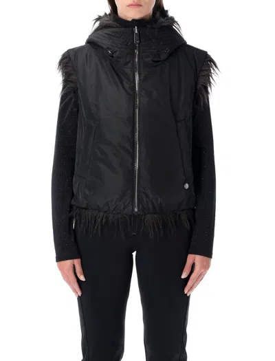 Goldbergh Yara Reversible Faux-fur Hooded Gilet In Black