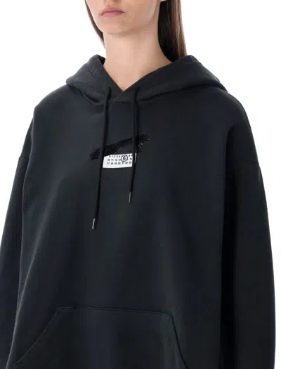 Mm6 Maison Margiela Casual Hoodie Featuring Tape Detail In Black