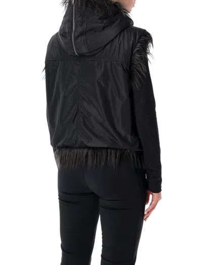 Goldbergh Yara Reversible Faux-fur Hooded Gilet In Black