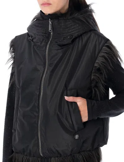 Goldbergh Yara Reversible Faux-fur Hooded Gilet In Black