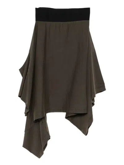 Alainpaul Asymmetric Hem A-line Skirt In Brown