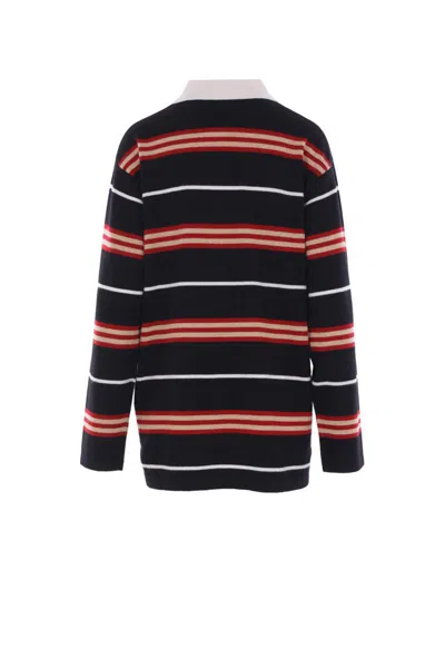 Guest In Residence Black Cashmere Rugby Sweater With Striped Pattern In Black