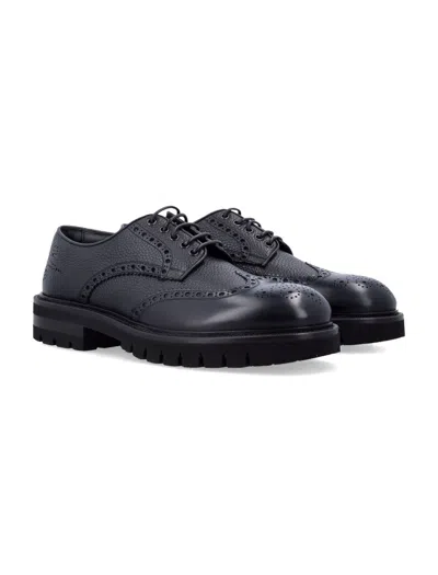 Ferragamo Aspen Brogues Rubber Sole In Black