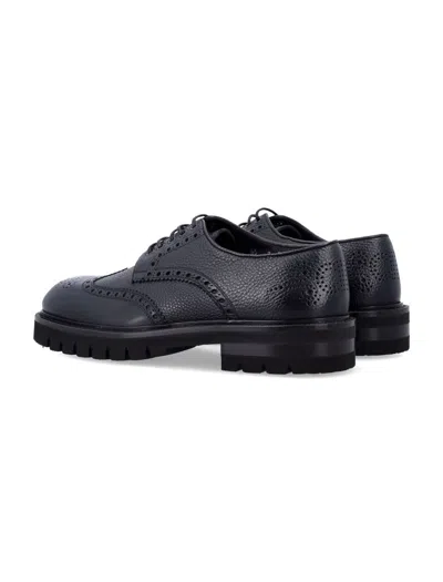 Ferragamo Aspen Brogues Rubber Sole In Black
