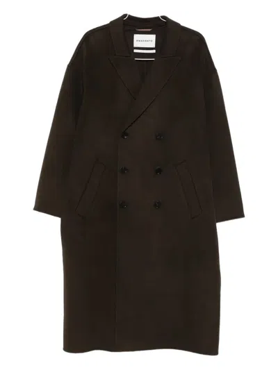 Amaranto Double-breasted Oversized Wool-cashmere Blend Coat In Black