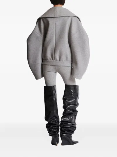 Balmain Oversized Wool Caban Featuring Pockets In Gray