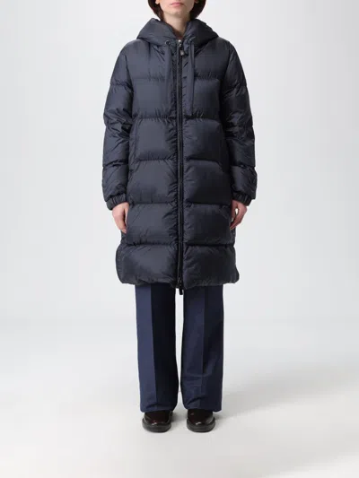 Max Mara The Cube Sei Long Nylon Down Jacket In Blue