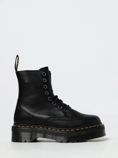 Dr. Martens Smooth Leather Platform Boots With Side Zip Closure In Black