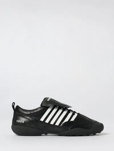 Dsquared2 Round Toe Low Top Lace-up Sneakers In Black