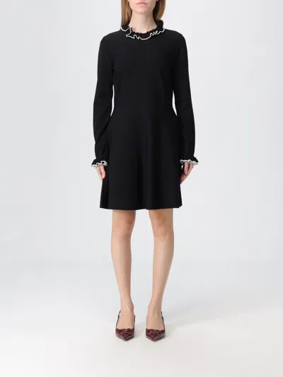 Valentino Knit Dress With Ruffles In Black