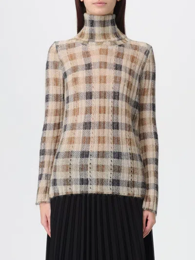 Twinset Turtle Neck Sweater Print In Brown