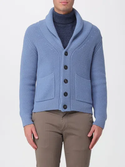 Drumohr Cardigan With Shawl Neck And Patch Pockets In Blue