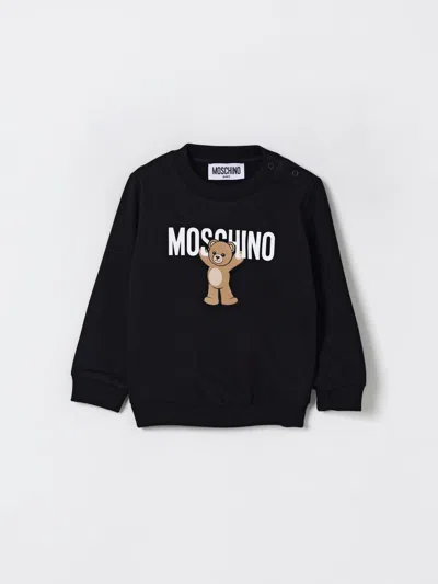 Moschino Black Sweatshirt For Babykids With Teddy Bear In Black