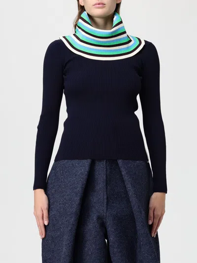 Sunnei Folded Striped Long-sleeve Sweater In Blue