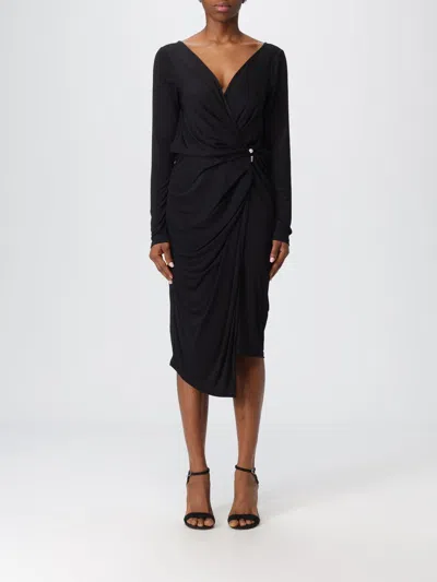 Liu •jo Draped Bejewelled Dress In Black