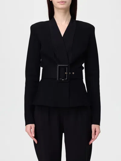 Elisabetta Franchi Black Belted Knitted Jacket In Black