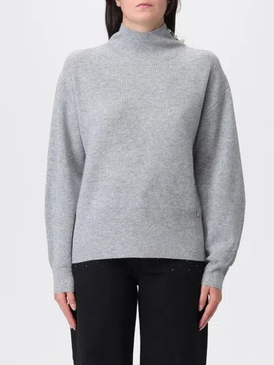 Liu •jo Liu Jo Grey Pearl Embellished Puff Sweater In Gray