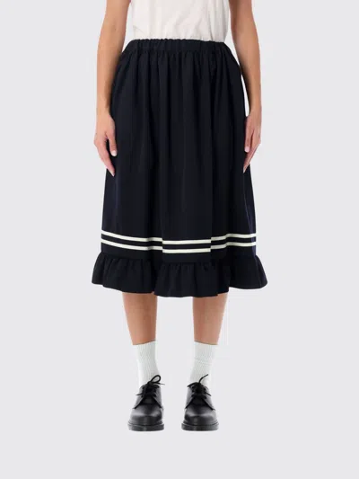 Comme Des Garçons Ruffle Skirt In Blue
