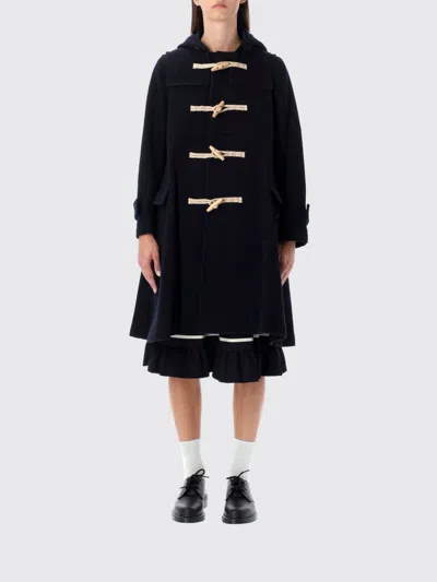 Comme Des Garçons Wool Duffle Coat With Hood And Pockets In Black
