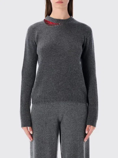 Fabiana Filippi Cashmere Sweater With Sequin Collar In Gray