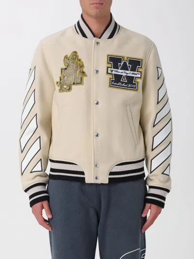 Off-white Mens Frozen Dew Lion Varsity Patches Wool-blend Jacket In Neutral
