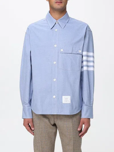 Thom Browne Flannel 4-bar Shirt In Blue