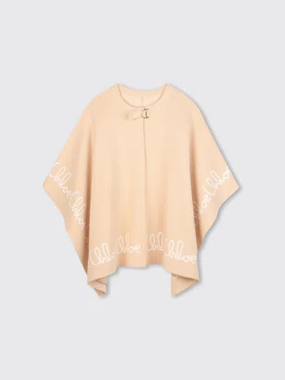 Chloé Beie Cape For Girl With Logo In Neutral