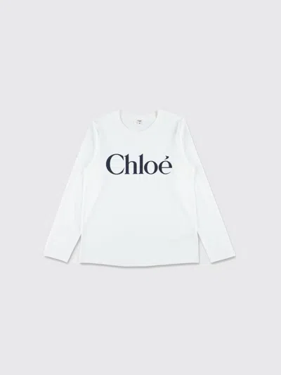 Chloé Kids Long-sleeve Cotton T-shirt In White