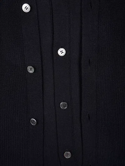 Comme Des Garçons Homme Deux Black Worsted Wool Half Cardigan In Black
