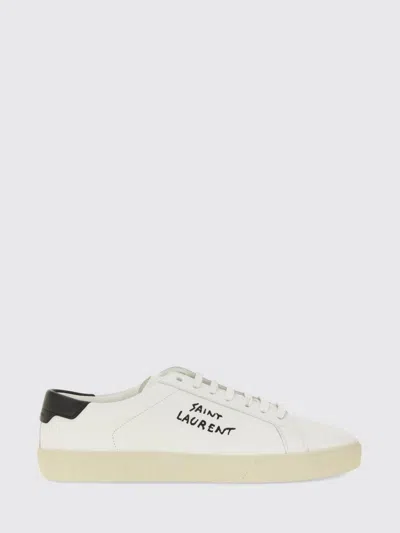 Saint Laurent Low-top Sneakers With Round Toe And Contrast Heel In White