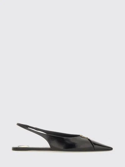 Saint Laurent Babylone Leather Ysl Slingback Ballerina Flats In Black