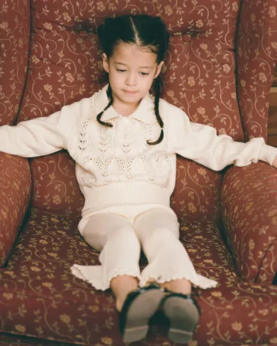 My Mum Made It Mini Buttoned Lace Knit Pullover In Neutral