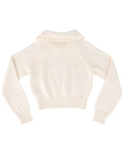 My Mum Made It Mini Buttoned Lace Knit Pullover In Neutral