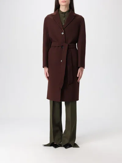 Gucci Brown Reversible Double-breasted Coat With Notched Revers And Belt In Wool Woman