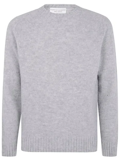 Filippo De Laurentiis Raglan Sleeves Round Neck Sweater In Gray